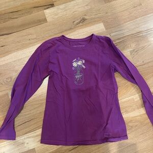 Life Is Good Purple Long Sleeve Tee with Daisy Design